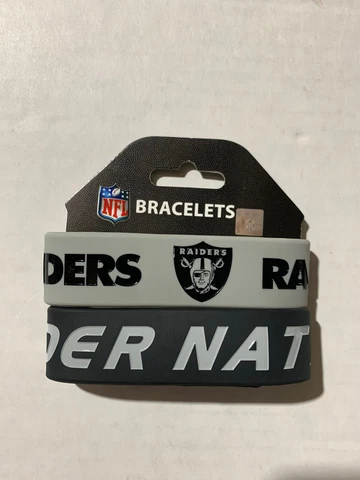 Las Vegas Raiders NFL Rubber Wristband Bracelet Set Of 2 Cover
