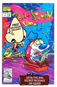 THE REN & STIMPY SHOW #1 - 1992 Marvel Comics (vf-) Polybagged con Air Fowler - Foto 1 di 2