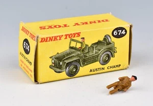 Vintage Dinky Toys 674 Austin Champ Late Issue Empty Box & Plastic Driver - Picture 1 of 2