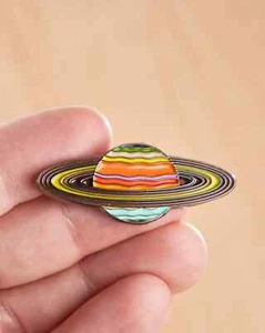 Saturn Planet Enamel Pin for Space Scientists Astronomer - Picture 1 of 4