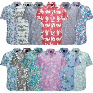 Visive Herren und große Herren Hawaii Kurzarm Knopfleiste bedruckte Hemden - Bild 1 von 49