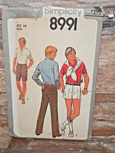 Simplicity Sewing Pattern 8991 VTG 70' Men's Pants 2 Length Shorts Size 39 UC - Picture 1 of 2