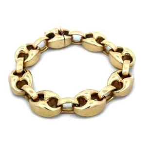 Gold 18k Mariner Link Bracelet Yellow Puffed Style 50 grams - Picture 1 of 6