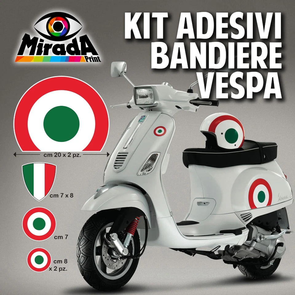 KIT Adesivi Stickers VESPA BANDIERA ITALIA PX GTS PRIMAVERA PIAGGIO TRICOLORE 1 - Imagen 1 de 1