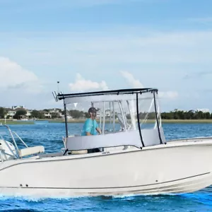 Grey T-TOP Enclosure Boat Console Spray Shield Curtain For Width 6.9-7.5FT - Picture 1 of 9