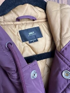 OBEY Women’s Jacket Button Front Nylon Raincoat/Spring-Fall Jacket Size Small - Picture 1 of 9