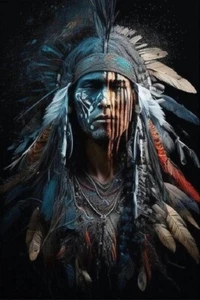 Bestseller! Bemalte Gesichter - Indianer Krieger Fine Art Print - 2 Größen - Bild 1 von 1