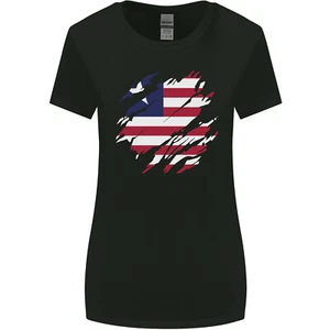Torn Liberia Flag Liberian Day Football Womens Wider Cut T-Shirt - Picture 1 of 19
