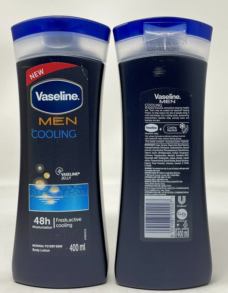 2 X Vaseline Men Fast Cooling Fresh Active48h Moisturisation 400 Ml Each - Image 1 of 1
