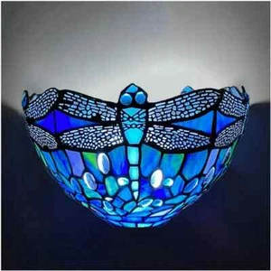 Tiffany-Style Wall Uplighter Light Lamp Handcrafted Stained Glass Night Lamps UK - Picture 1 of 11