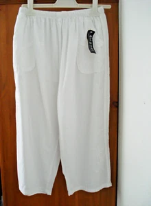 Ladies White Summer Cropped Trousers Size XXL New With Tags - Picture 1 of 7