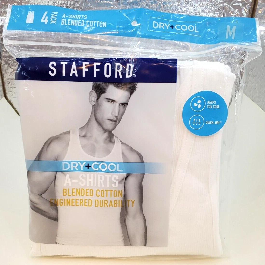 Stafford Cotton A-Shirts 4 Pack – 2 Grey & 2 Black, Comfort-Fit Undershirts For Everyday Wear (XXL) - View #9