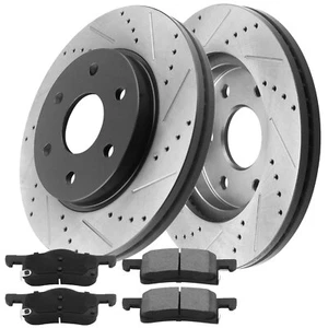 Rotores de freno y pastillas de freno de ranura de taladro trasero para Buick Enclave Chevy Traverse 33 - Imagen 1 de 4
