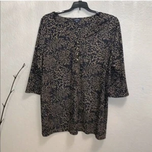 Lands End Bluse Damen 20W-22W Oberteil Animal Print Langarmshirt - Bild 1 von 3