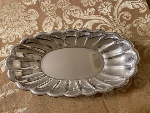 HTF Gorham Aegean Collection Scallop Bread Basket w/ Box USA MADE Cover