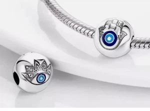 Sterlingsilber 925 Charm Beschützende Hand Bewachendes Auge Clip f Armband #6 - Bild 1 von 3