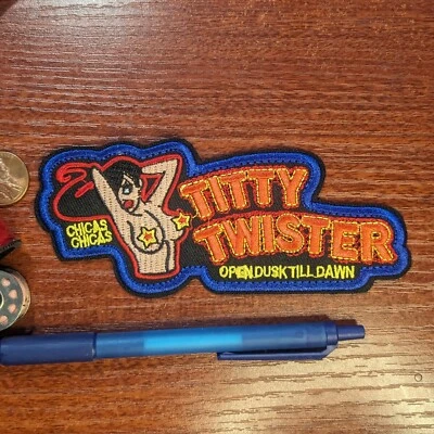 Titty Twister Bar Dust Till Dawn TV Show Horror Embroidered Iron On Patch 2x5" - Image 1 of 3