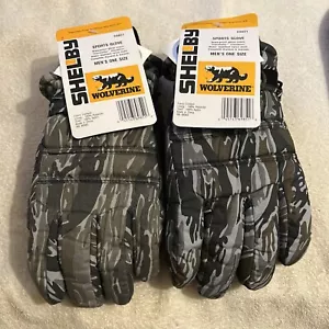 2 Pair Wolverine Shelby Cam Sports Utility lined Gloves Work Hunting NEW CAMO - Picture 1 of 7