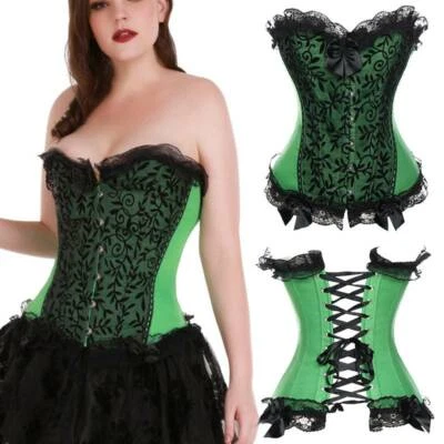 Women's Lace Up Corset Bustier Waist Cincher Sexy Top Lingerie Plus Size Shaper - Image 1 of 2