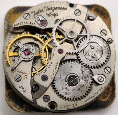 Cal raro Jules Jurgensen. Movimento de relógio P MS 17 Jewel Center Seconds para reparo - Imagem 1 de 4