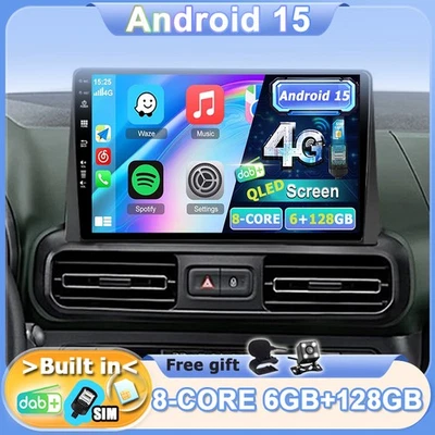 Für Citroen Berlingo/Peugeot Partner/Rifter Android 15 Autoradio DAB+ GPS Navi - Bild 1 von 4