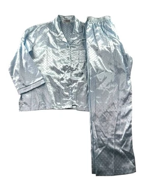 Miss Elaine 2-Pc. Pajamas Set Size Medium Satin Blue Sleepwear NWT - Image 1 of 4