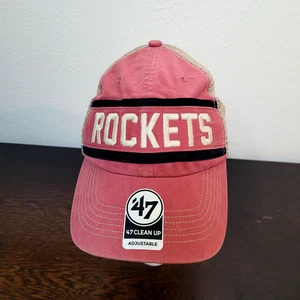 Houston Rockets Red Tan Mesh Snapback '47 Clean Up Hat Cap NBA One Size - Picture 1 of 12