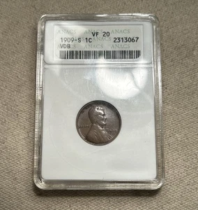 1909 S VDB Lincoln Wheat Copper Cent 1C ANACS Soapbox VF20 PJ - Picture 1 of 5