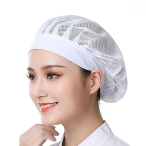 6pcs Unisex Chefs Hat Kitchen Cooking Chef Mesh Cap Food Service Elastic Hair... - Picture 1 of 4