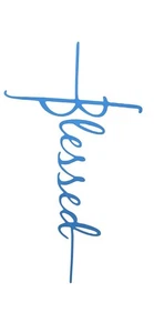 Blessed Cross Blue Vinyl Car Window Laptop Decal Bumper Sticker New - Picture 1 of 1