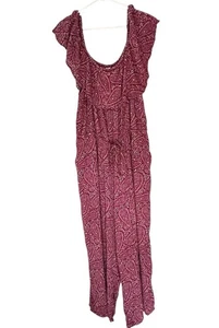 Old Navy Damen Gr. XXL Burgunder Paisley Print Ärmellos Rüschen Jumpsuit Boho - Bild 1 von 10