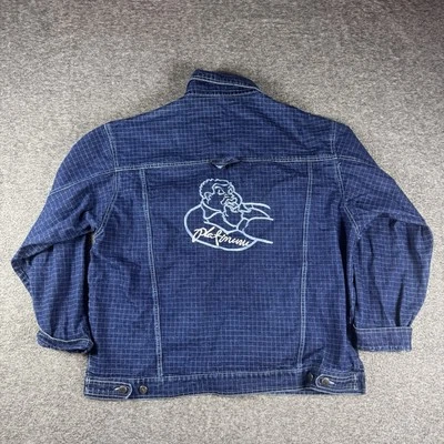 Jaqueta jeans masculina vintage platina Fat Albert listrada bordada hip hop Y2K - Imagem 1 de 4