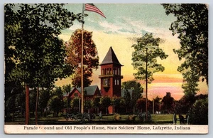1910 Lafayette, IN Postcard - Parade Ground at State Soldiers' Home, Lafayette - Picture 1 of 2