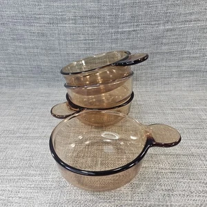 4 bols à saisir Corning Ware Visions verre ambré V-150-B sans couvercles - Photo 1/5