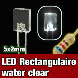 324BL/100# LED rectangulaire 5x2 Blanche 100pcs - Rectangular LED White - Imagen 1 de 1