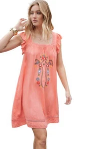 Davi & Dani Embroidered Square Neck Mini Dress Chic Stylish Summer Outfit - Picture 1 of 14