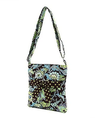 NEW Belvah Quilted Floral Hipster Crossbody Handbag (Brown/Lime) - Image 1 of 4