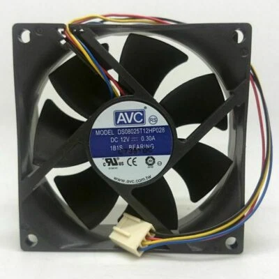 1PC AVC DS08025T12HP028 DC12V 0.30A 8025 8CM 80MM 80X80X25MM 4pin Cooling Fan - Image 1 of 2