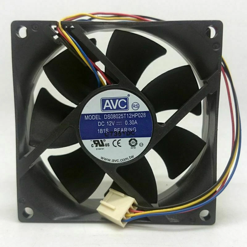 AVC DS08025T12HP028 DC12V 0.30A 8025 8CM 80MM 80X80X25MM 4pin Cooling Fan - Image 1 of 1