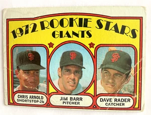 1972 Topps Baseball #232 S.F. Giants Rookies C. Arnold/Jim Barr/Dave Rader - Picture 1 of 2