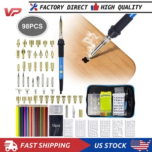 110V 98PCS Wood Burning Pen Set Soldering Iron Kit Stencil Pyrography Craft Tool - Picture 1 of 12