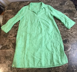 Lilly Pulitzer Dress Women Green Linen Tunic Shirt Peasant Cottage Cutesy Preppy - Picture 1 of 13