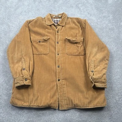 Chamarra Claybrooke Exterior Para Hombre Talla XL Pana Abotonada Marrón Franela Forrada Foto 1 de 4