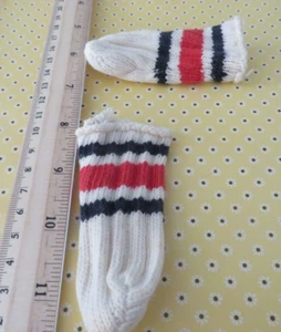 Calcetines Muñeca Vintage - Pequeños Blancos con Rayas Calcetines ~ VER REGLA PARA TALLA #301 - Imagen 1 de 1
