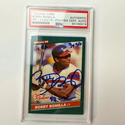 Bobby Bonilla Signed 1986 Donruss The Rookies #30 With 3 Inscriptions PSA ITP Au - Image 1 of 2