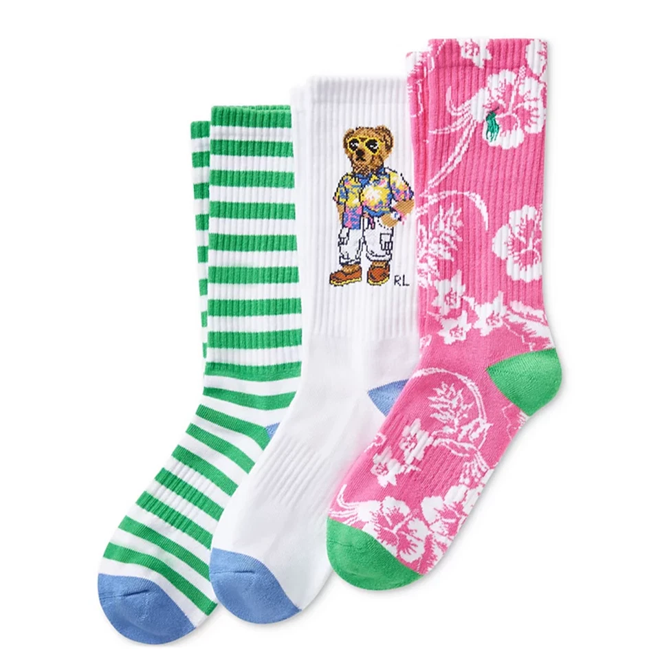Polo Ralph Lauren Men's 3-Pk. Beach Bear Crew Socks Gift Box Foto 1 de 4