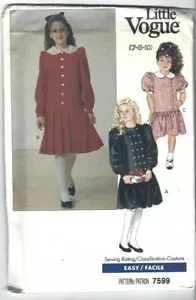 Little Vogue Sewing Pattern 7599, Vintage Dress, Size Child 7-10, Uncut - Picture 1 of 2