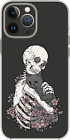 Death Love Black Cat Flowers Skull Case Cover Silicone / Shockproof / MagSafe