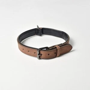 Collier Chien animaux de compagnie Longueur ajustable Etanche Cuir Marron - Picture 1 of 5