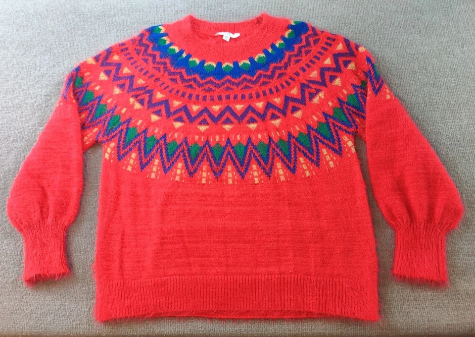 Time & Tru Red Rover Combo Fair Isle Acogedor Suéter M 8-10 Festivo Navidad Foto 1 de 4